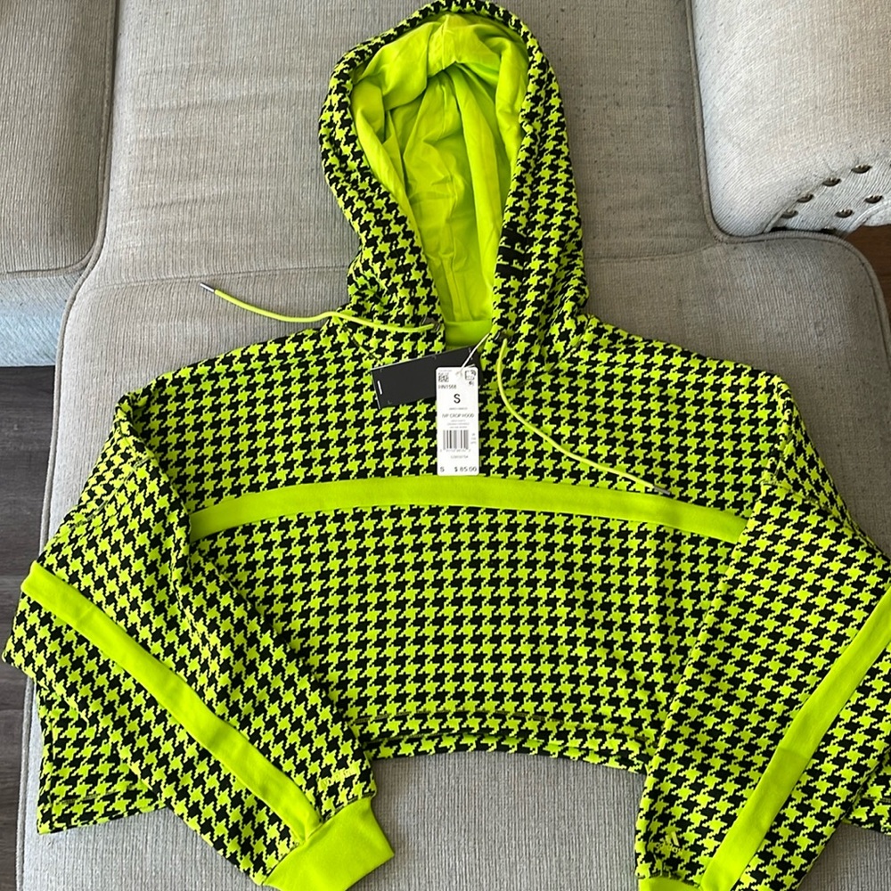 Adidas X IVY PARK Halls Of Ivy Allover Print Oversized Crop Hoodie - Size S